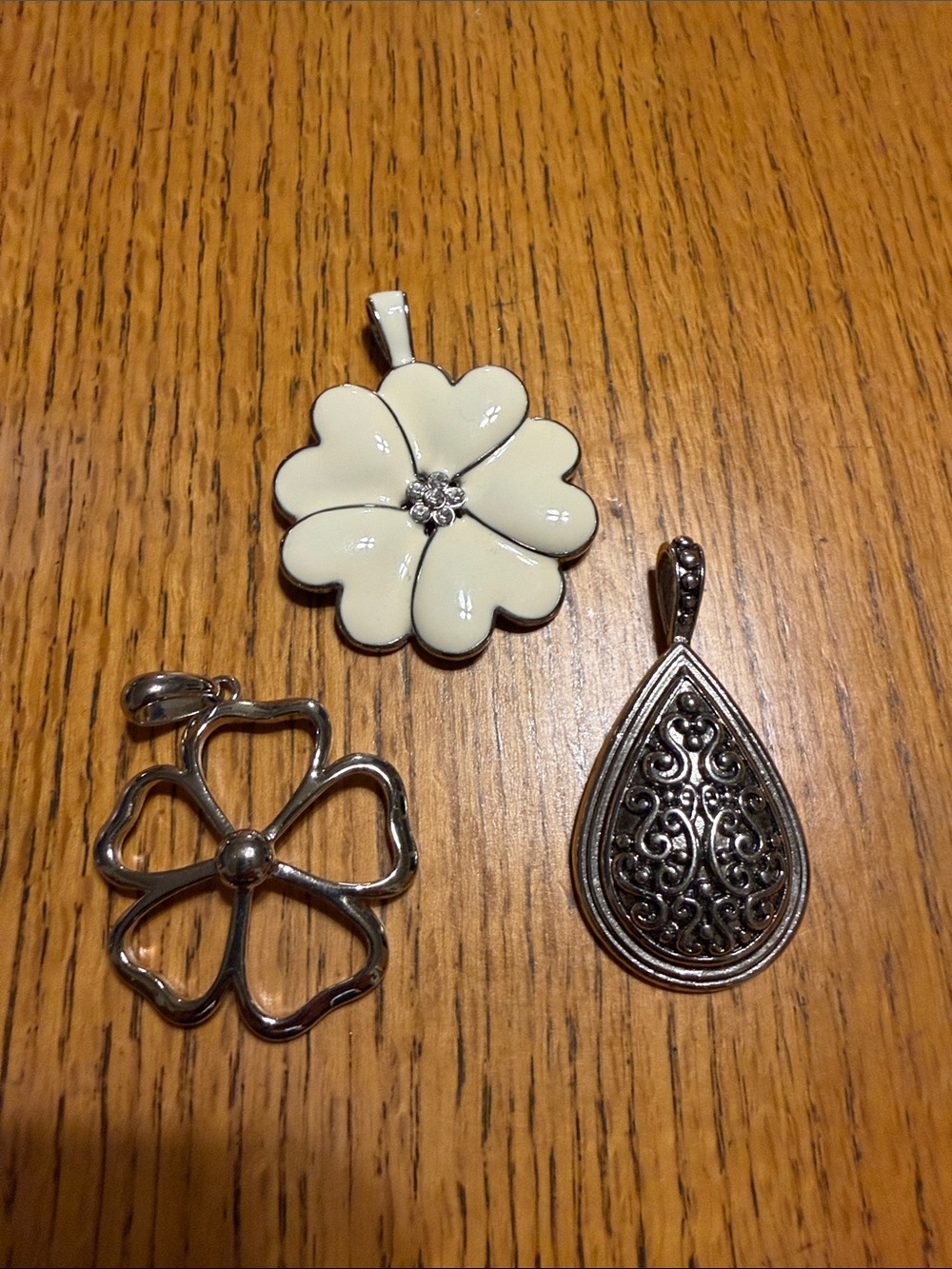 Lia Sophia White Enamel Flower Pendant Trio